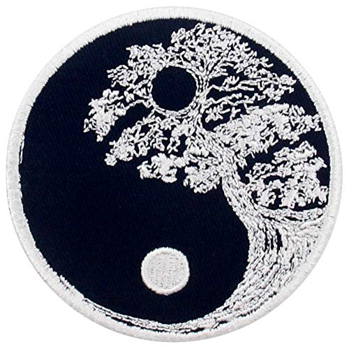 Toppa Ricamata da Applicare con Ferro da Stiro o Cucitura, Tema: Albero Buddista di Zen Yin Yang