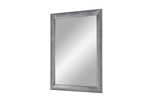 Duisburger-Rahmen24 Flex 35 - Specchio da Parete 100x60 cm con Cornice (Grigio Sfocato), Specchio su Misura con Striscia di Legno MDF da 35 mm di Larghezza e Parete Posteriore Robusta con Ganci