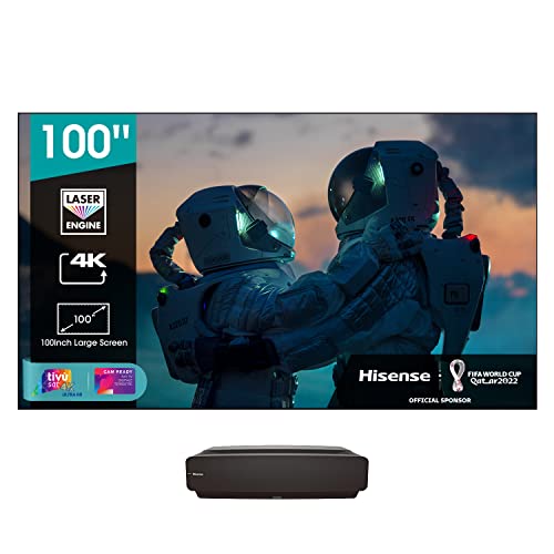 Hisense 100L5F-A12 Laser TV 100  con schermo Antiriflesso, Risoluzione 4K, HDR10, Smart TV VIDAA 4.0, Dolby Atmos, 2700 Lumen, Alexa Integrata, tivùsat 4K, Installazione Inclusa