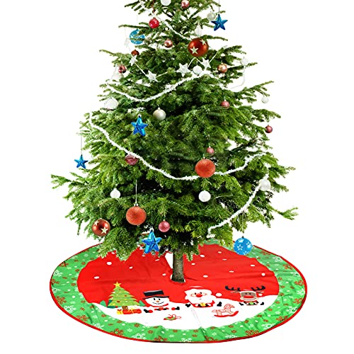 HOMNOK Gonna per Albero di Natale Base per Albero di Natale Coperta per Albero di Natale Decorazione Tappeto Natalizio Gonna per Albero di Natale 84x84cm Tessuto Natale Natale Rosso Verde