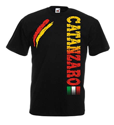Vestipassioni t-Shirt Catanzaro Tifosi Ultras Calcio Sport dalla S alla 3XL e 4 Colori Disponibili(XL, Nero)