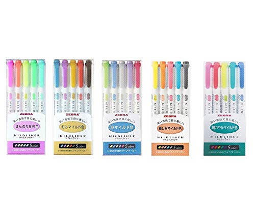 Zebra Mildliner - Set completo di 25 colori (inclusi i set WKT7-N-5...