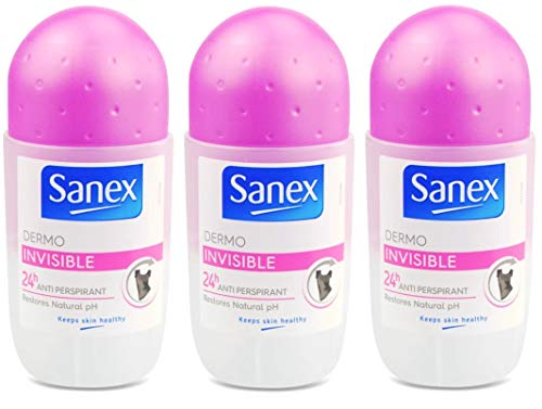 Sanex - Deodorante Dermo Invisible roll on, confezione da 3 pezzi x...