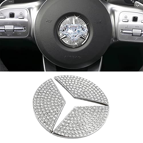 Yumzeco Emblema del volante di cristallo di Bling 49 mm, compatibil...