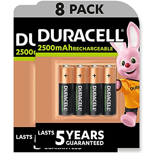  Duracell - Rechargeable AA 2500mAh Prericaricate, Batterie Stilo R...