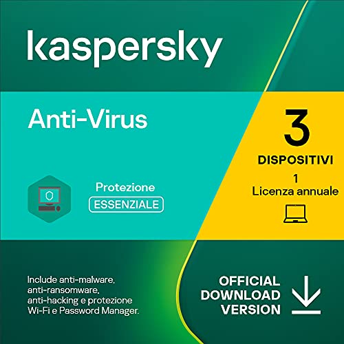 Kaspersky Anti-Virus 2022 | 3 Dispositivi | 1 Anno | PC | Codice d ...