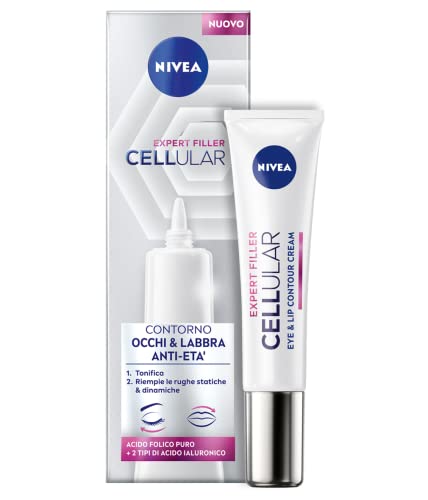 Nivea Hyaluron Cellular Filler Contorno Occhi Extra Rassodante 15 ml, Crema occhi idratante, Contorno occhi antirughe con Booster di Collagene, Filler occhi con Acido Ialuronico