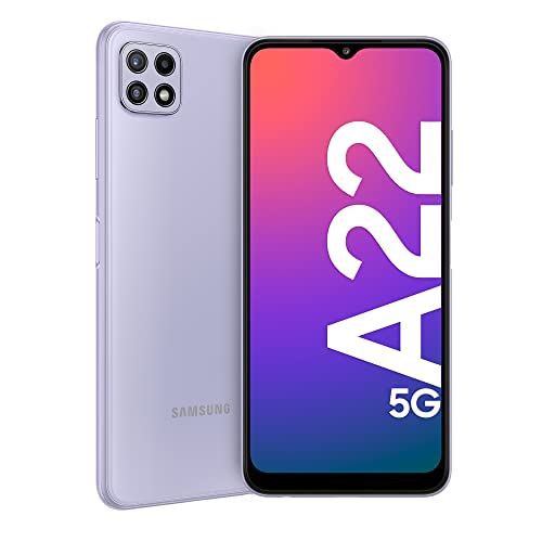 Samsung Galaxy A22 5G Smartphone 6,6 Pollici, Display Infinity-V FHD+, Telefono Cellulare Android 11, Tripla fotocamera posteriore, 4GB RAM e 64GB, Batteria 5.000 mAh, Violet [Versione Italiana] 2021