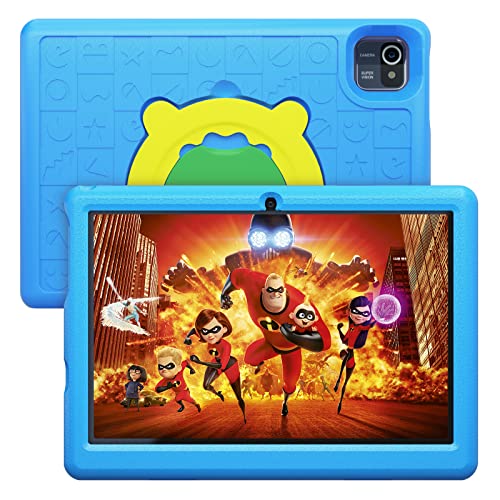 AMIAMO Tablet Bambini, 10 Pollici Android 11 Tablet Quad Core, 2GB+32GB, IPS HD, 6000 mah, Controllo Parentale, Kidoz Preinstallato, WiFi, Bluetooth, Doppia Fotocamera Tablet per Bambini, Blu
