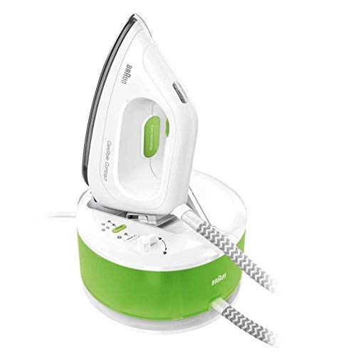 Braun CareStyle Compact IS2055GR Ferro generatore di vapore con 4 Anni di Assistenza, carica continua, serbatoio 1.3 Litri, Supervapore 400g min, Vapore Verticale, Spegnimento automatico, Verde