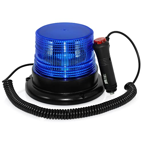 Luce LED stroboscopica lampeggiante di emergenza, blu e magnetica, per camion con spina accendisigari da 12-80 V