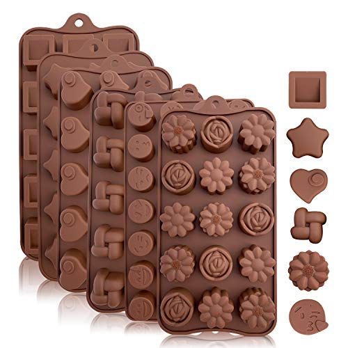 Stampi in silicone per caramelle e cioccolato di alta qualità senza BPA: formine assortite in MARRONE, stampi flessibili e facili da pulire per caramelle e cioccolatini, confezione da 6 pezzi