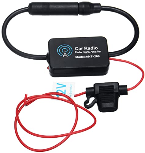 WANGCL Amplificatore di Segnale Autoradio, Universale Nero 12 V Auto Radio Antenna Segnale Antenna Amplificatore di Ricezione Booster