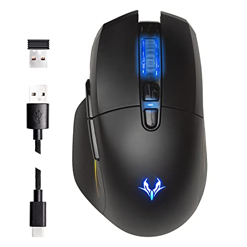 FLYROY Mouse Wireless Gaming Ergonomico Antiscivolo dual mode con C...