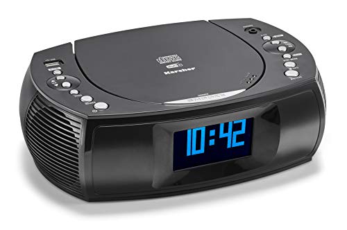 Karcher UR 1309D - Radiosveglia con lettore MP3 CD e radio DAB+ FM (20 stazioni memorizzate) - Sveglia con doppio allarme, caricatore USB e funzione di backup della batteria