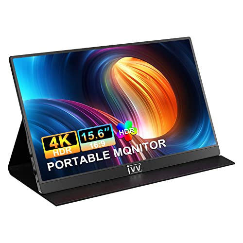 Monitor Portatile 4K, 15,6 Pollici Schermo Portatile, 3840x 2160 IPS, UHD, con HDMI, Tipo C, Type-C, USB-C, Dual Speaker, Mini Portable Monitor, per laptop, PC, Mac, PS4, Xbox, Telefono