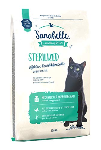 Sanabelle Sterilized | Cibo secco per gatti a ridotto contenuto energetico per gatti sovrappeso e sterilizzati | 1 x 10000 g