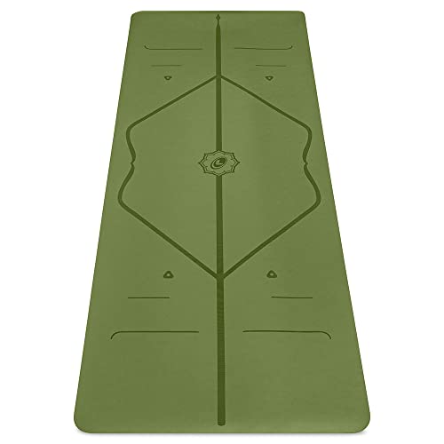 Tappetino da yoga originale Liforme - Borsa da yoga inclusa - Sistema di allineamento brevettato, tappetino antiscivolo, ecologico, spesso 4,2 mm per il massimo comfort - Verde oliva