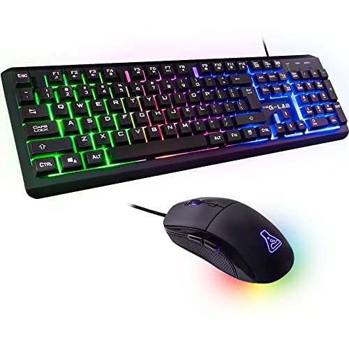 THE G-LAB Combo IRIDIUM Tastiera e Mouse da Gaming – Tastiera da Gaming USB ITALINA Anti-Ghosting + Mouse da Gaming LED 3200 DPI – Compatibile con PC PS4 PS5 Xbox One Xbox Series X