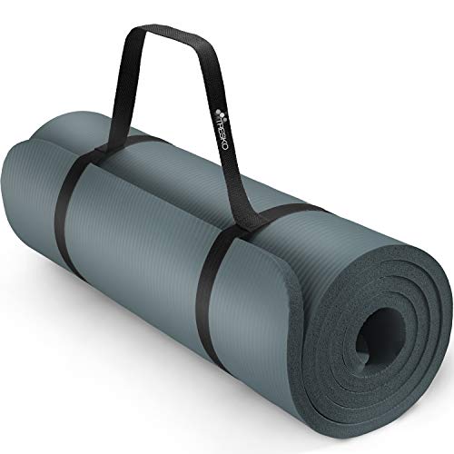 TRESKO Tappetino per Yoga 185 x 60 cm e 190 x 100 cm Pilates Tappeto Ginnastica Fitness Aerobica NBR (Blu (Petrol), 185 x 60 x 1,5 cm)