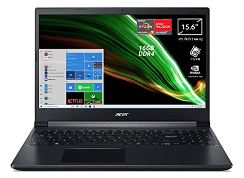 Acer Aspire 7 A715-42G-R0E4 Notebook Gaming, Processore AMD Ryzen 7 5700U, RAM 16 GB DDR4, 512 GB PCIe NVMe SSD, Display 15.6  FHD IPS 144 Hz LED LCD, NVIDIA GeForce RTX 3050 4 GB, Windows 10 Home