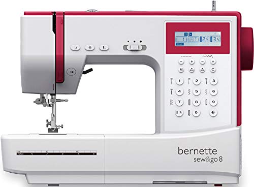Bernette Sew&GO8 - Macchina da cucire computerizzata con 197 programmi di cucito, braccio libero, display multifunzione, cucito, rappezzatura, trapuntatura