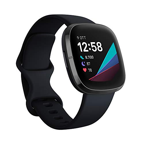 Fitbit Sense - Smartwatch Evoluto con Strumenti per la Salute del Cuore, Gestione dello Stress, Monitoraggio della Temperatura Cutanea, Nero (Carbon Graphite)